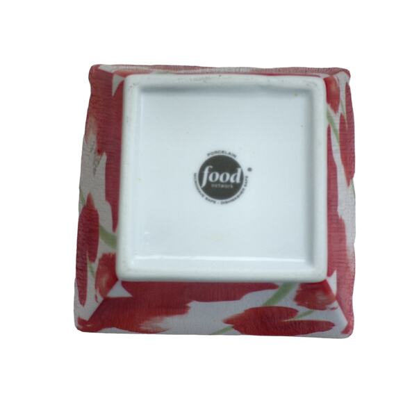 Food Network Poppy Design Porcelain Square Serving Bowl Heavyweight 6" x 3" - Picture 4 of 4